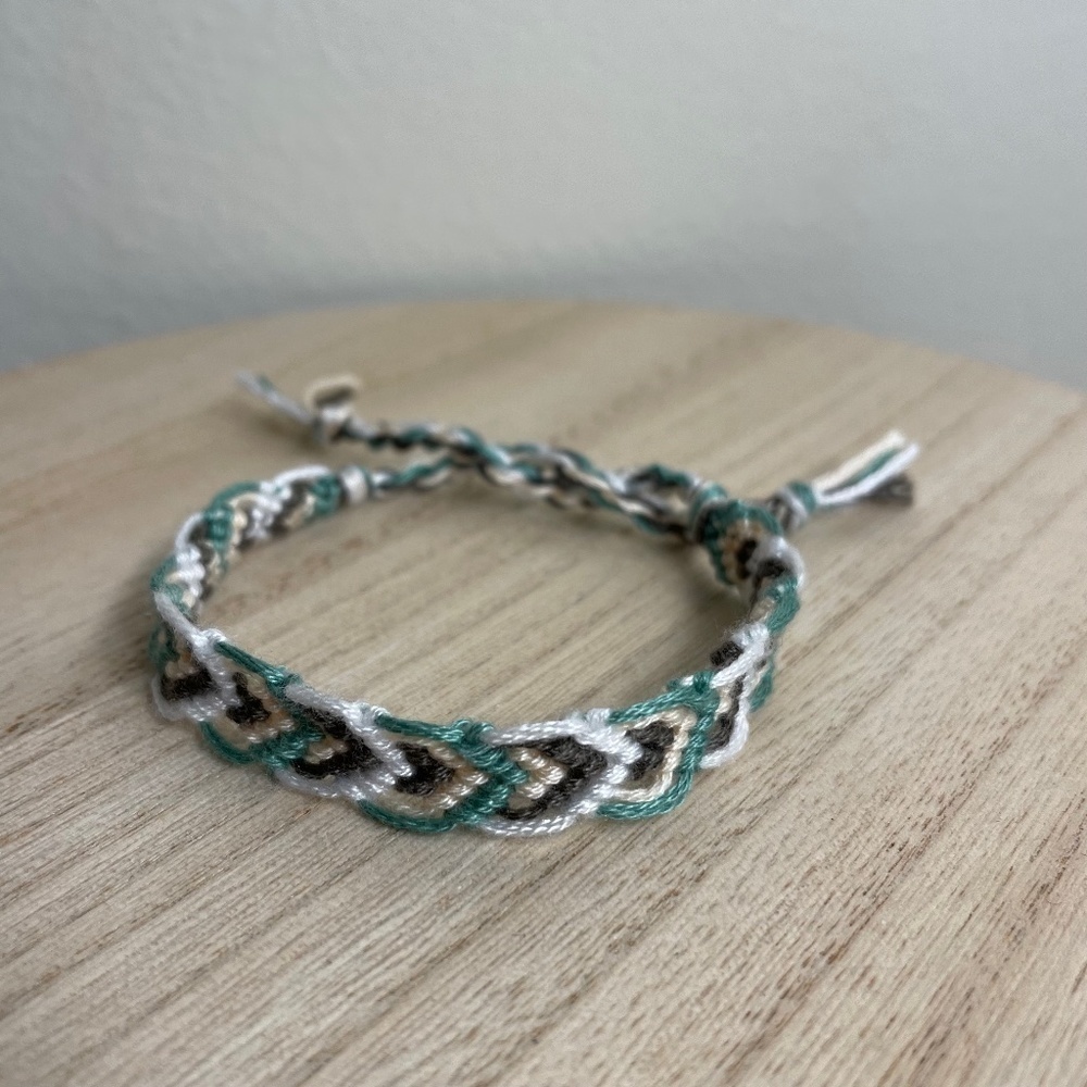 Green Gray Cream Woven Bracelet